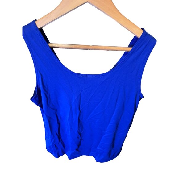Chico's Blue Sleeveless Deep Scoop Neck Tank Top SZ Medium - Picture 2 of 6
